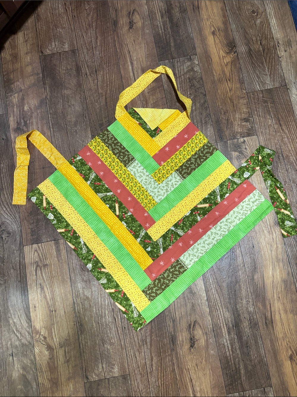 Handmade Multi-Color Cotton Apron - Festive Stripe